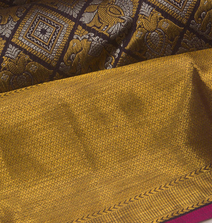 Kanchipuram Silk Brocade Dark Blue Saree