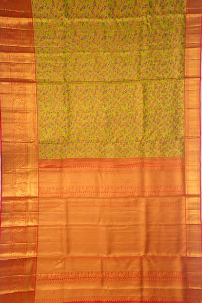 Kanchipuram Silk Jaal Geen Saree
