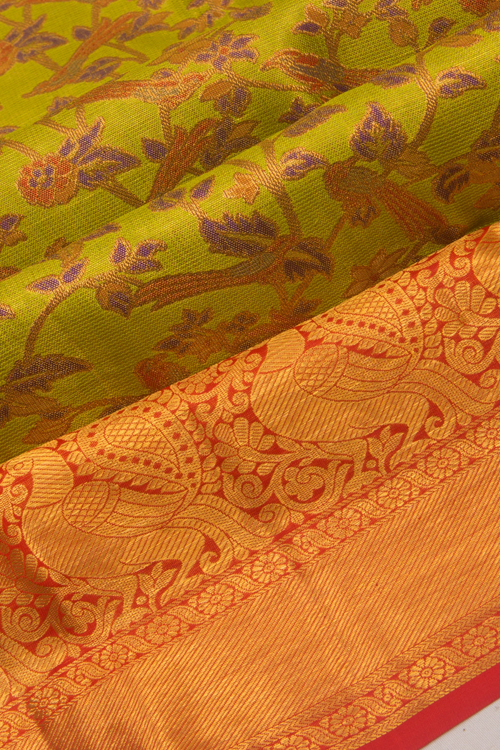 Kanchipuram Silk Jaal Geen Saree