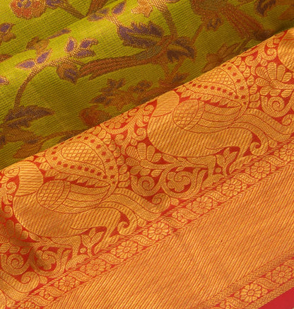Kanchipuram Silk Jaal Geen Saree