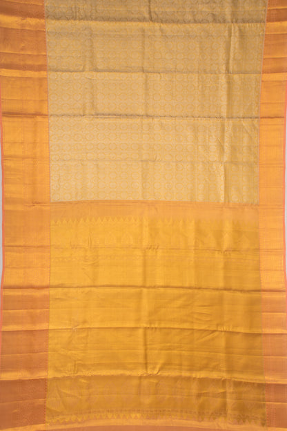 Kanchipuram Silk Tissue Checks And Butta Gold Saree