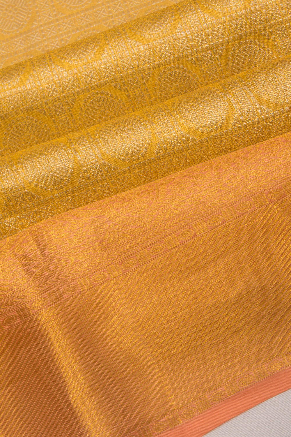 Kanchipuram Silk Tissue Checks And Butta Gold Saree