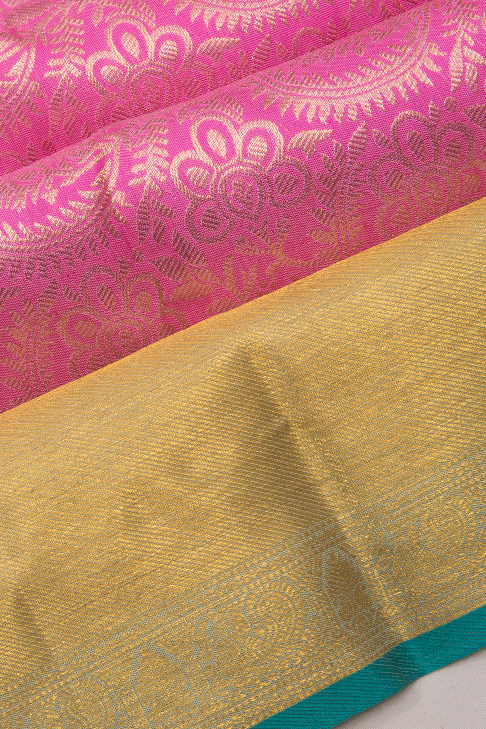 Kanchipuram Silk Brocade Pink Saree