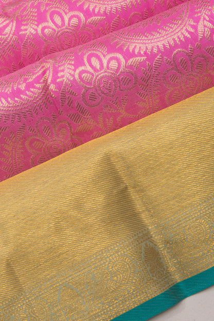 Kanchipuram Silk Brocade Pink Saree