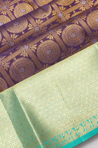 Taranga Kanchi Silk Checks And Butta Dark Blue Saree
