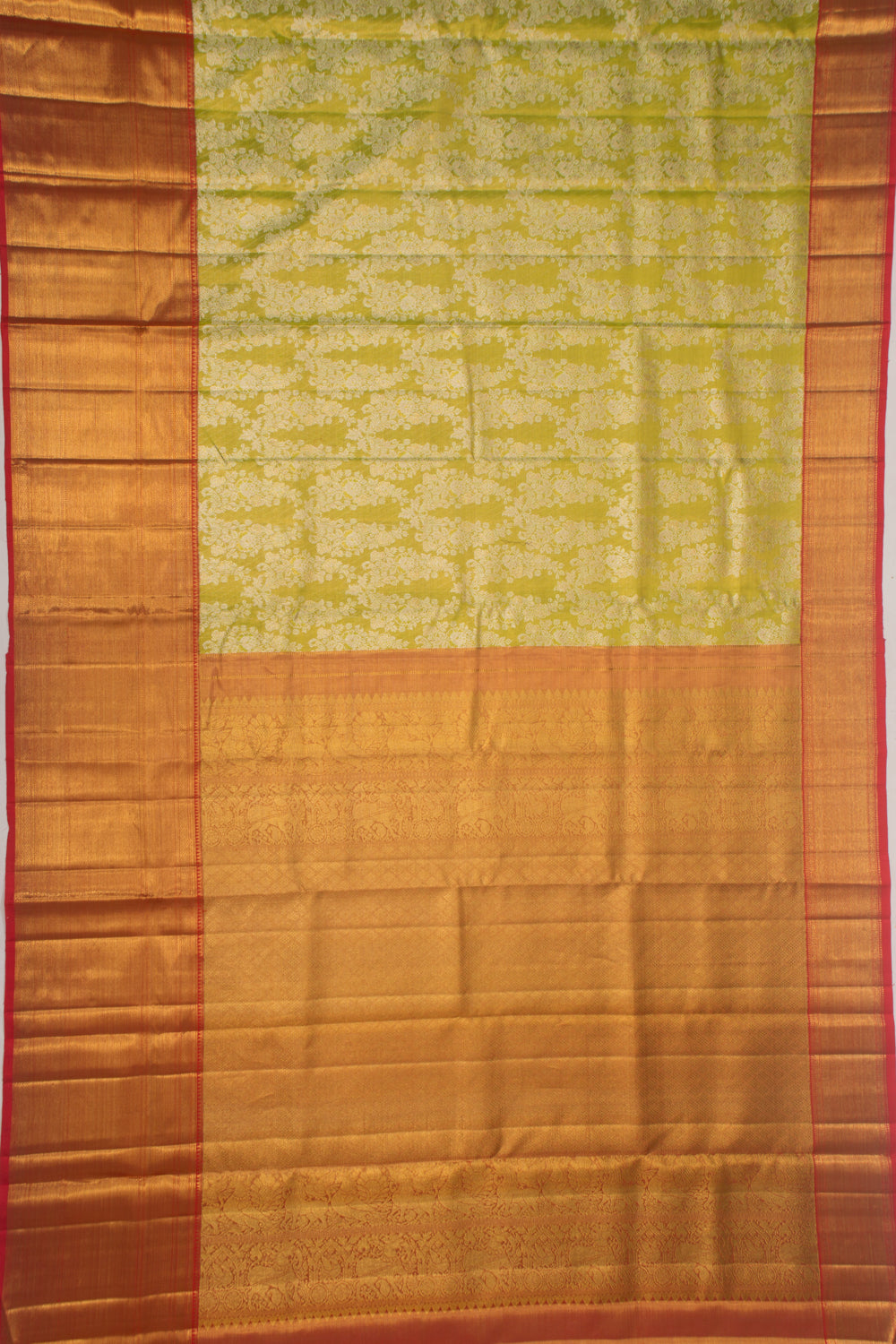 Kanchipuram Silk Tissue Jaal Green Saree