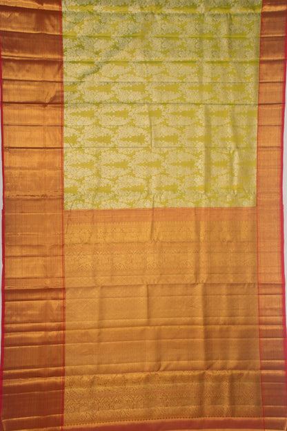 Kanchipuram Silk Tissue Jaal Green Saree