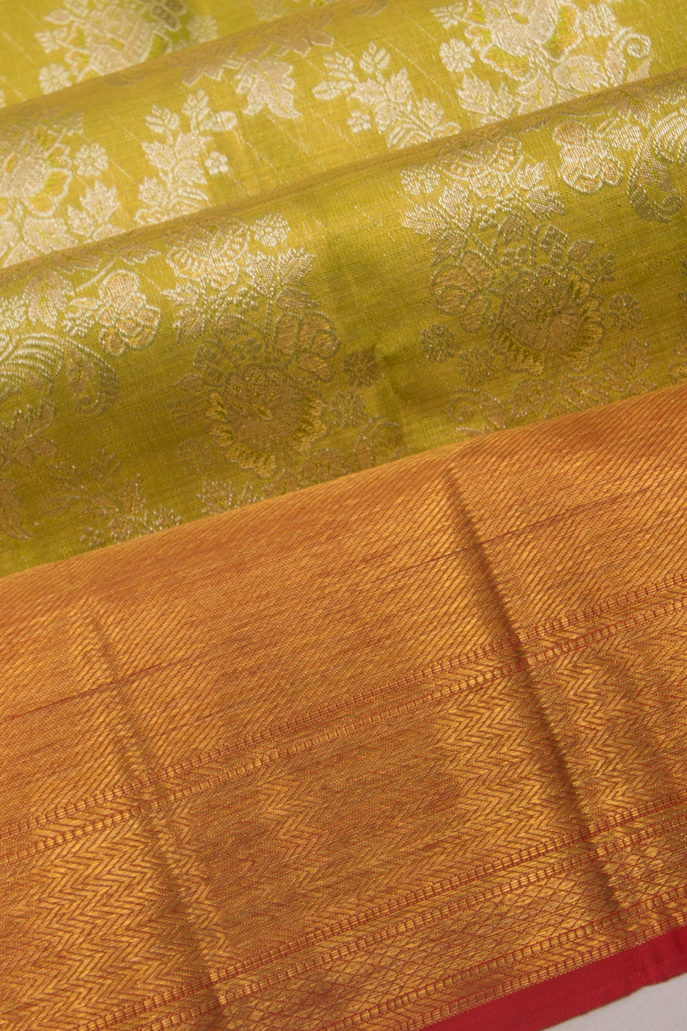 Kanchipuram Silk Tissue Jaal Green Saree