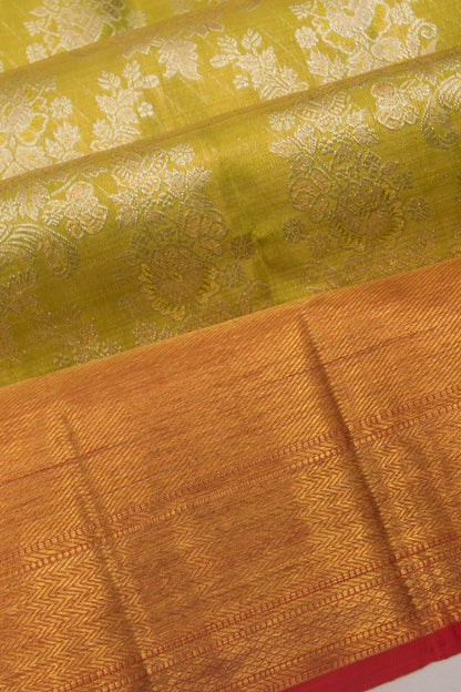 Kanchipuram Silk Tissue Jaal Green Saree