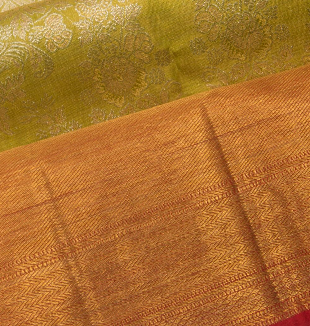 Kanchipuram Silk Tissue Jaal Green Saree