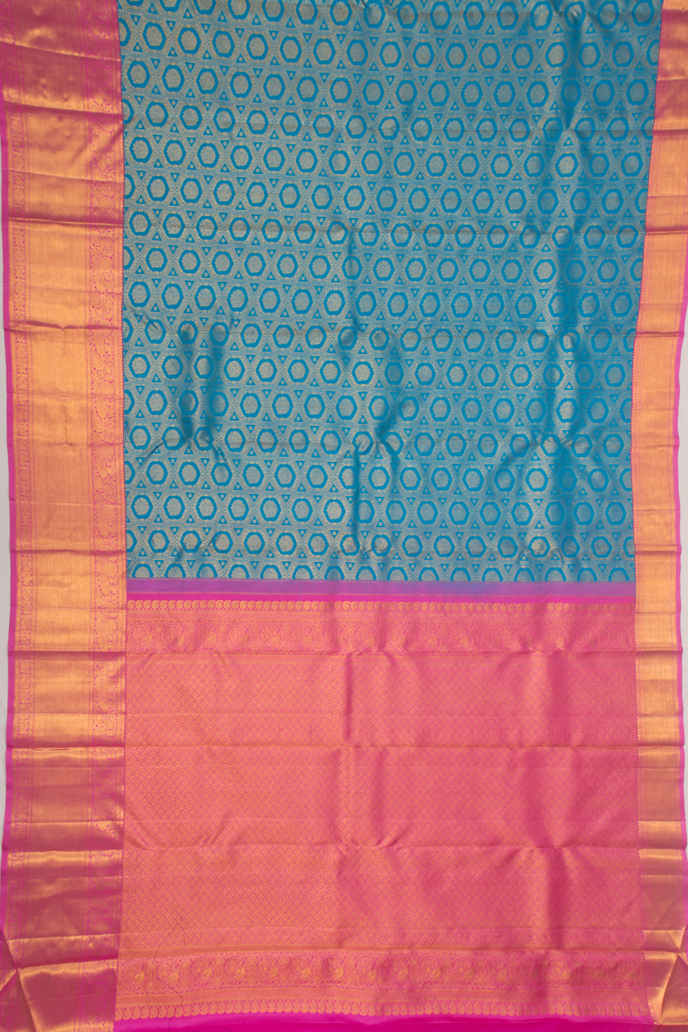 Taranga Kanchi Silk Checks And Butta Sky Blue Saree