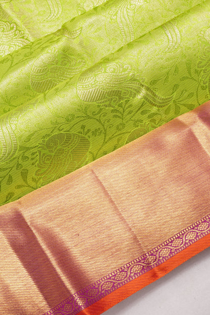 Taranga Kanchi Silk Tissue Brocade Green Saree