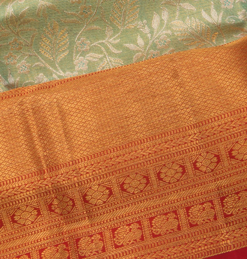 Taranga Kanchi Silk Tissue Jaal Geen Saree