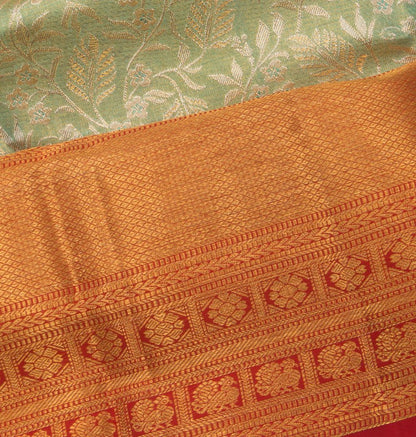 Taranga Kanchi Silk Tissue Jaal Geen Saree