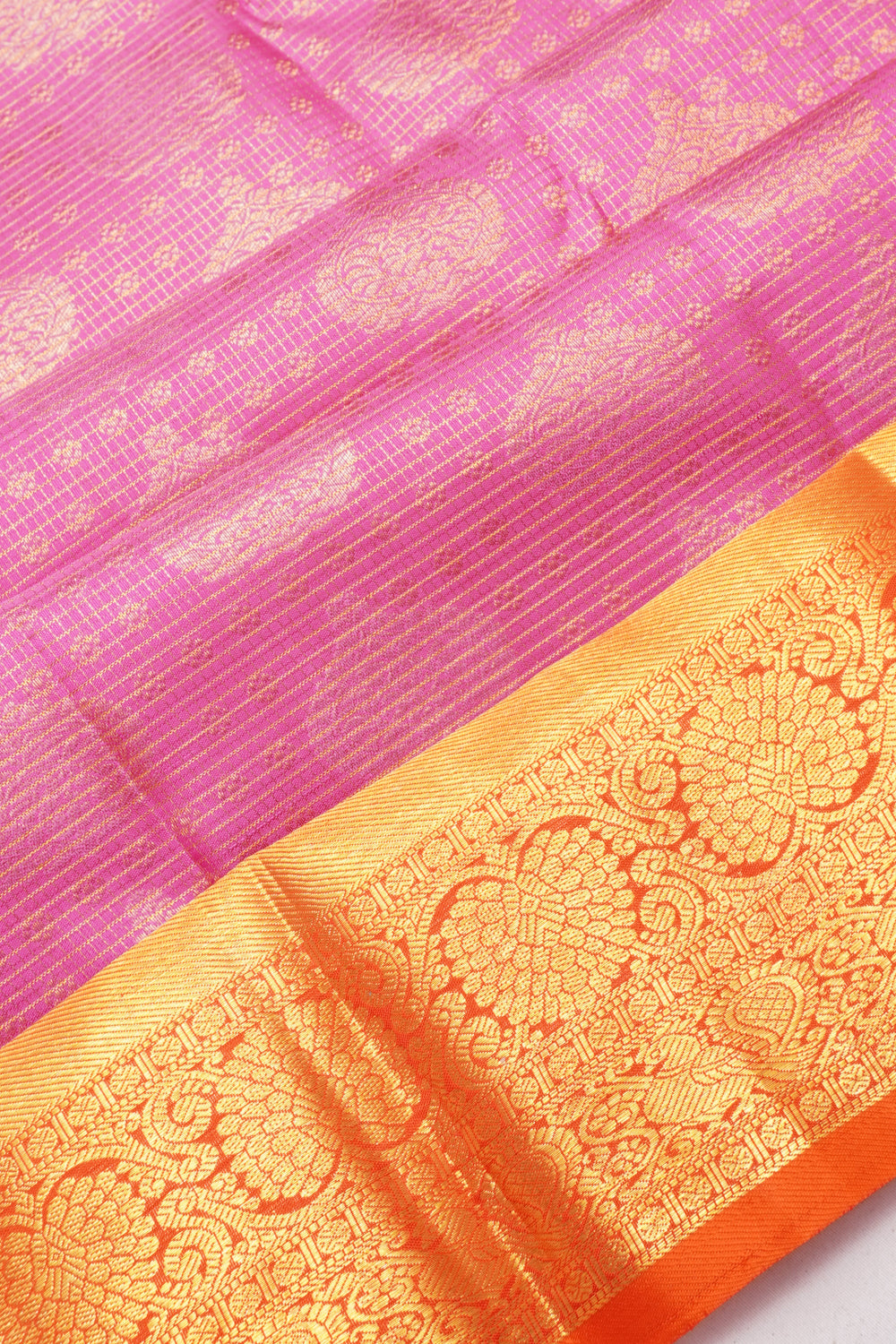Taranga Kanchi Silk Checks And Butta Pink Saree