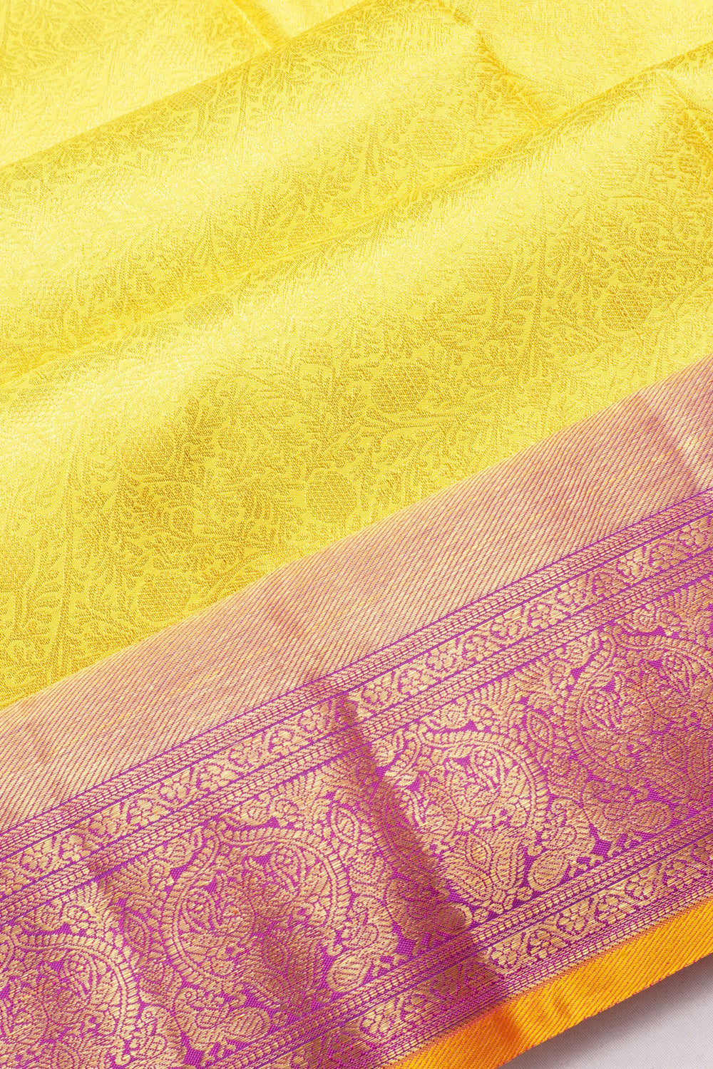 Taranga Kanchi Silk Brocade Lemon Yellow Saree