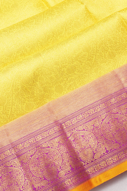 Taranga Kanchi Silk Brocade Lemon Yellow Saree