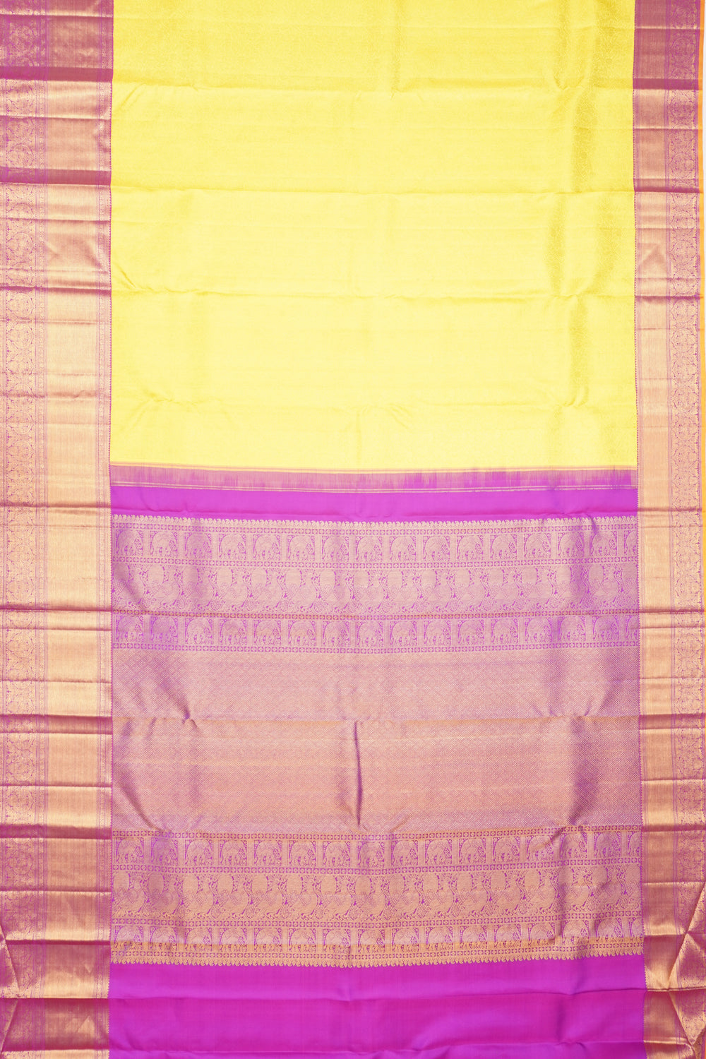 Taranga Kanchi Silk Brocade Lemon Yellow Saree