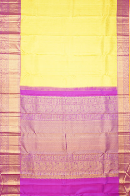Taranga Kanchi Silk Brocade Lemon Yellow Saree