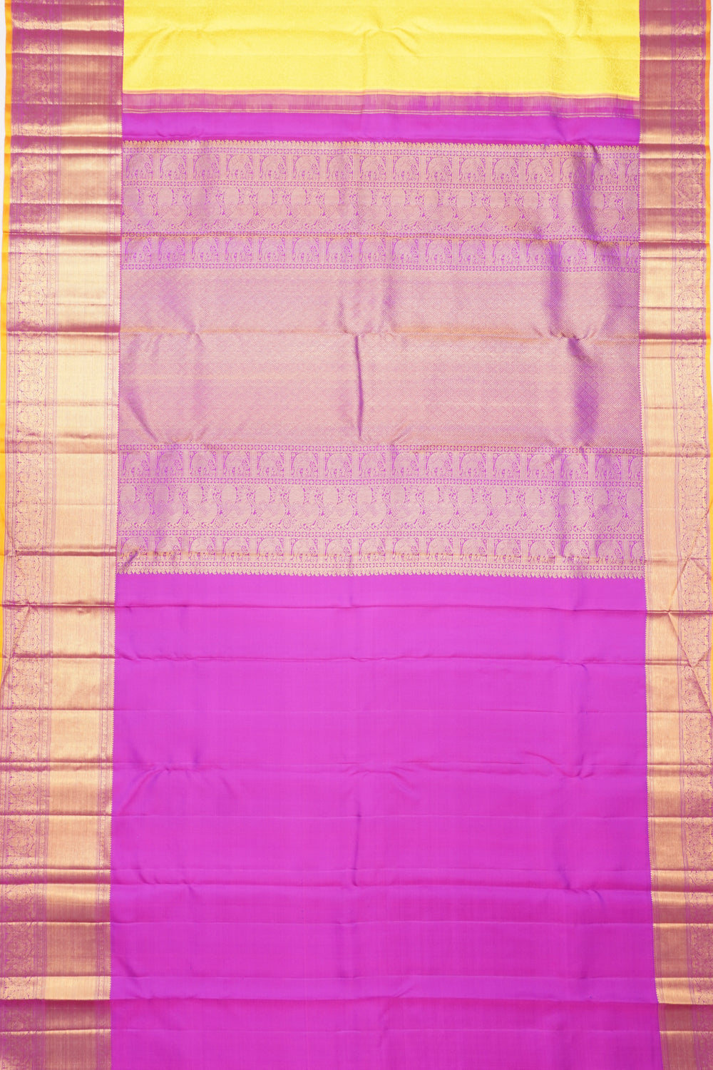 Taranga Kanchi Silk Brocade Lemon Yellow Saree