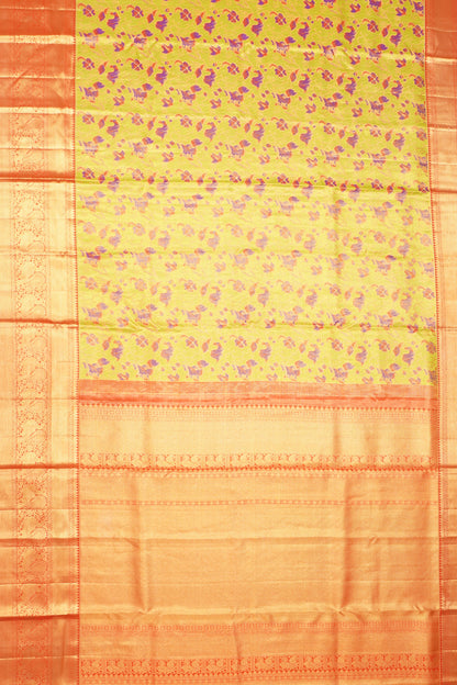 Taranga Kanchi Silk Tissue Brocade Green Saree