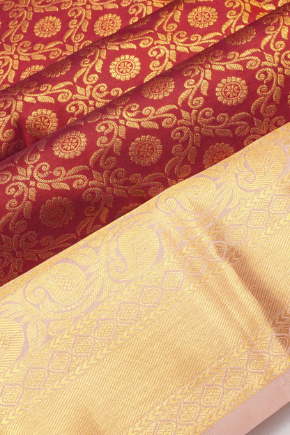 Kanchipuram Silk Brocade Maroon Saree