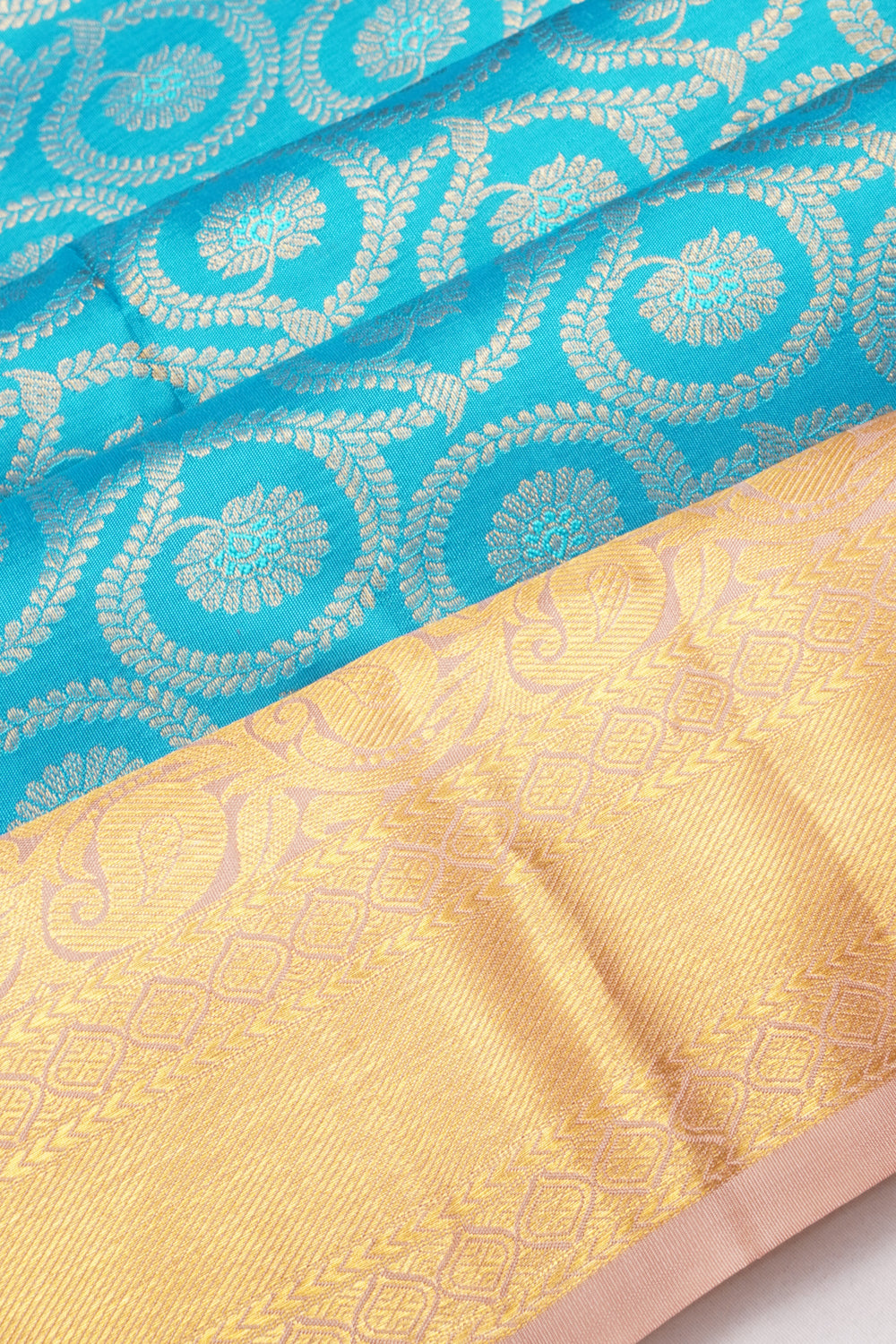 Kanchipuram Silk Brocade Sky Blue Saree