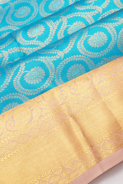 Kanchipuram Silk Brocade Sky Blue Saree