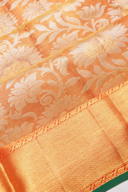 Taranga Kanchi Silk Tissue Brocade Orange Saree