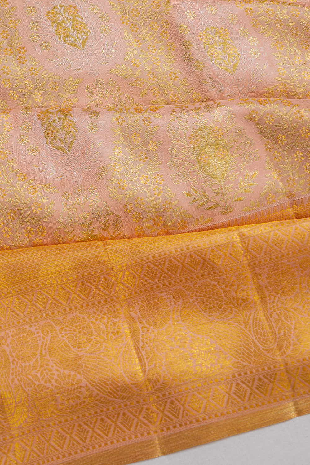 Kanchipuram Silk Brocade Pink Saree