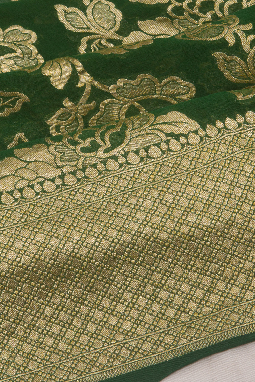 Banarasi Georgette Jaal Green Saree