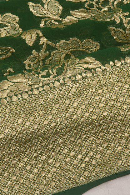 Banarasi Georgette Jaal Green Saree