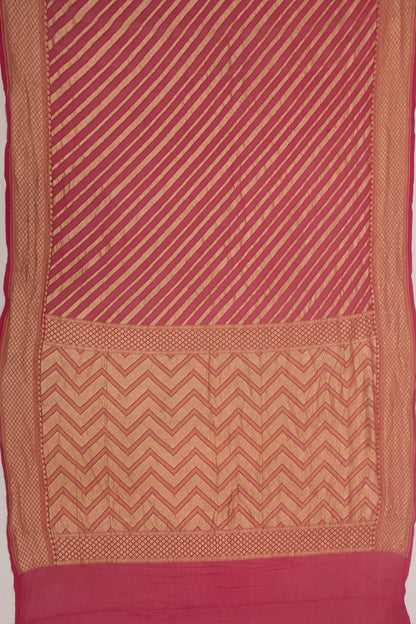 Banarasi Georgette Diagonal Lines Pink Saree