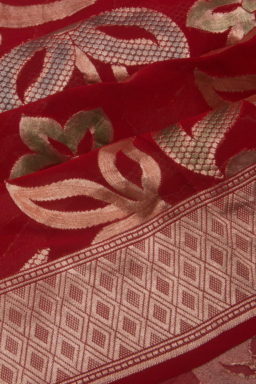 Banarasi Georgette Jaal Red Saree