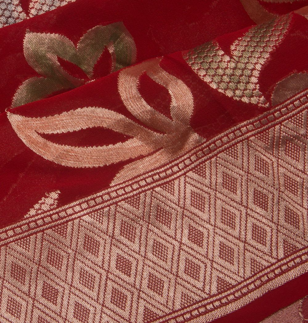 Banarasi Georgette Jaal Red Saree