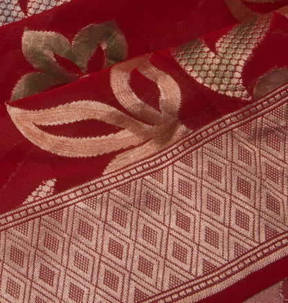 Banarasi Georgette Jaal Red Saree