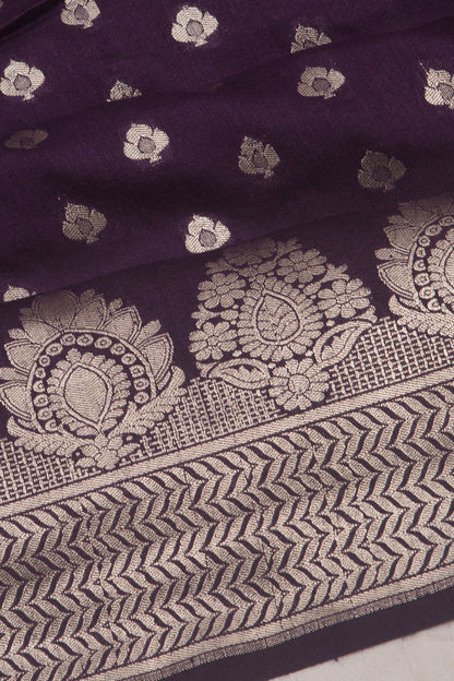 Banarasi Tussar Butta Violet Saree