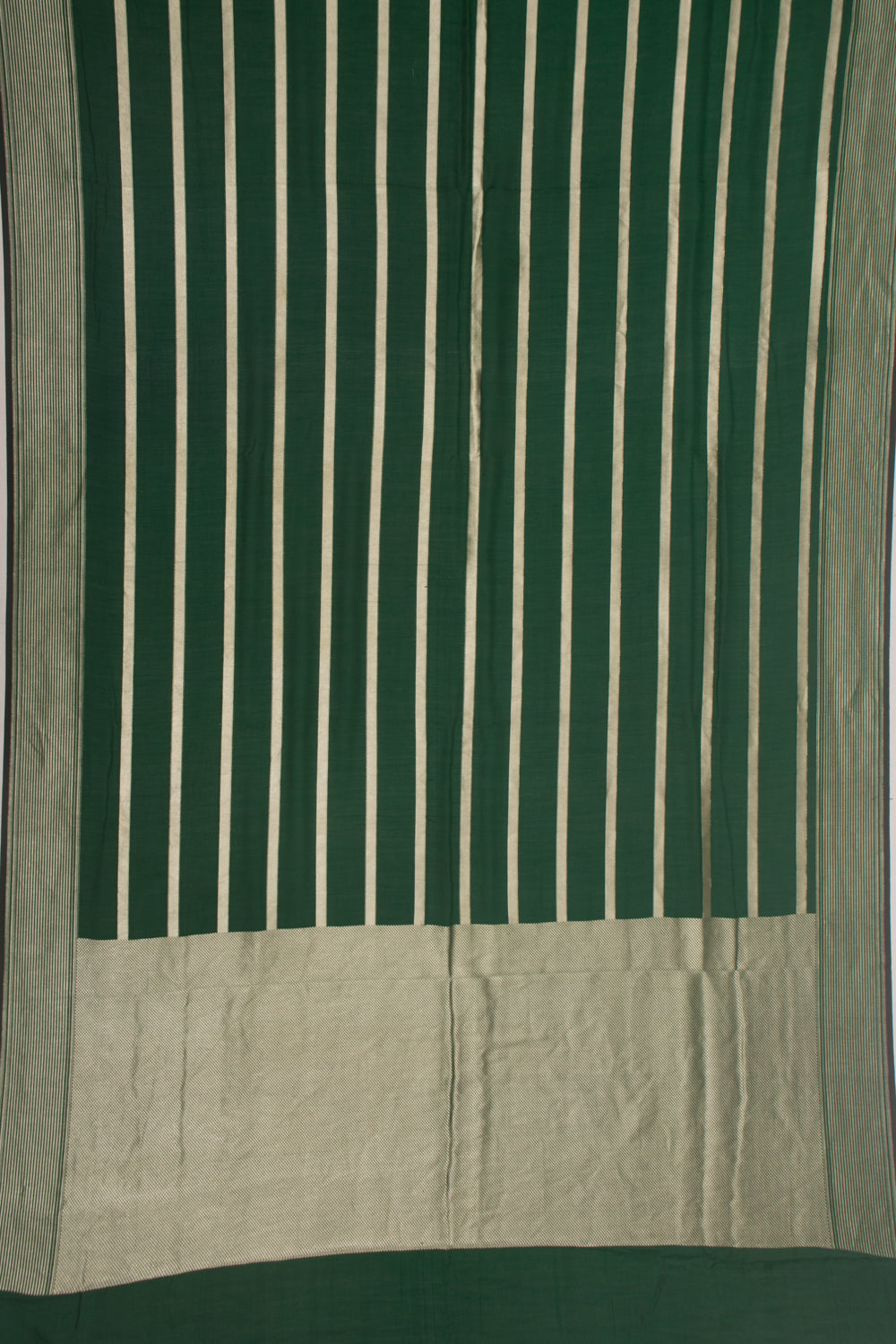 Banarasi Tussar Horizontal Lines Green Saree