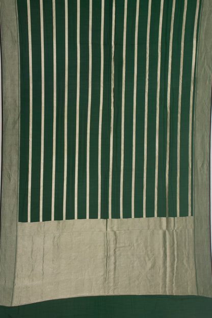 Banarasi Tussar Horizontal Lines Green Saree