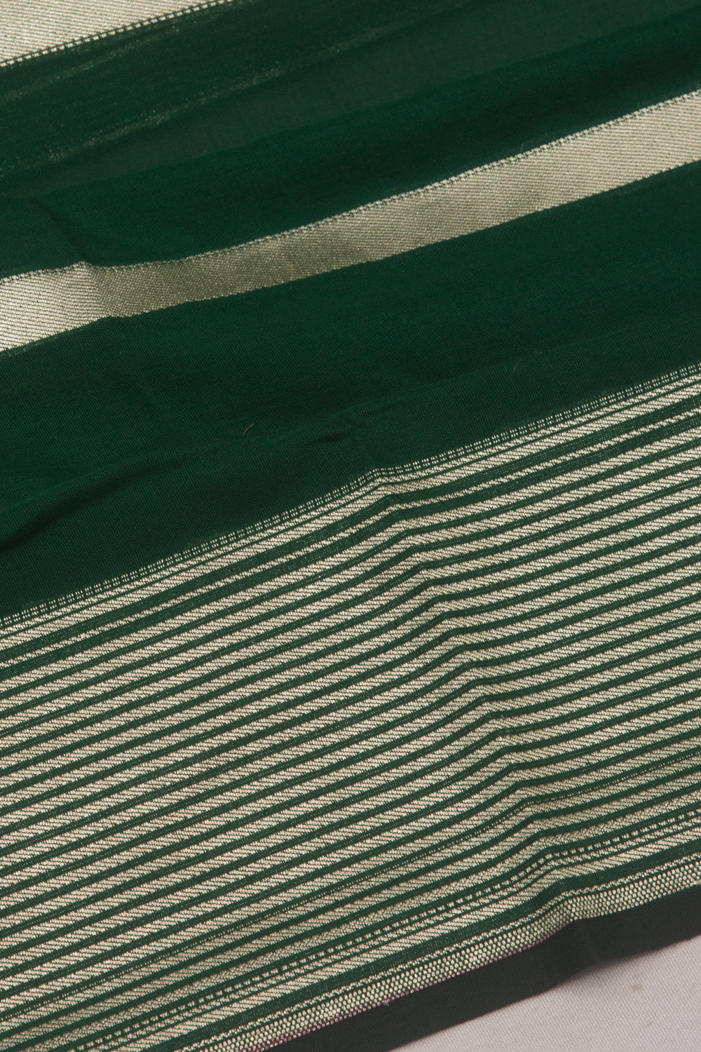 Banarasi Tussar Horizontal Lines Green Saree