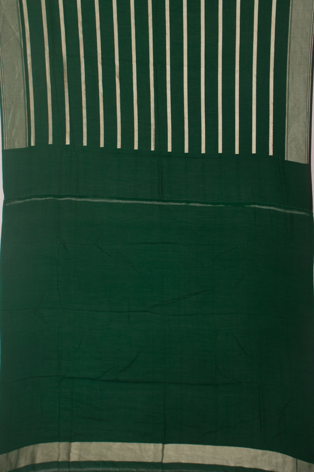 Banarasi Tussar Horizontal Lines Green Saree