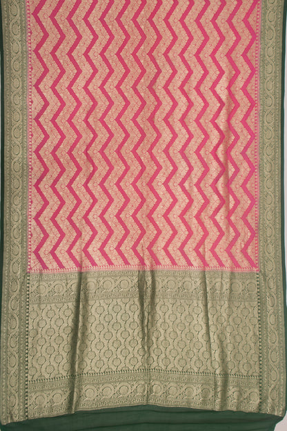 Banarasi Georgette Zig Zag lines Pink Saree