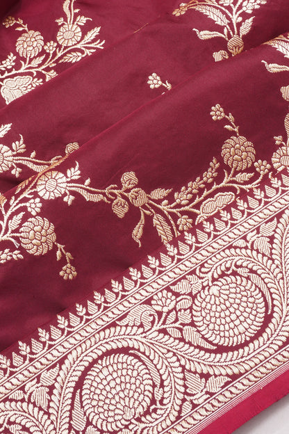 Banarasi Silk Jaal Burgundy Saree