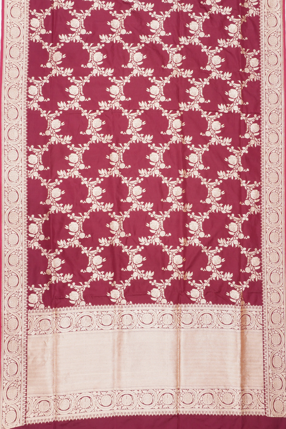 Banarasi Silk Jaal Burgundy Saree