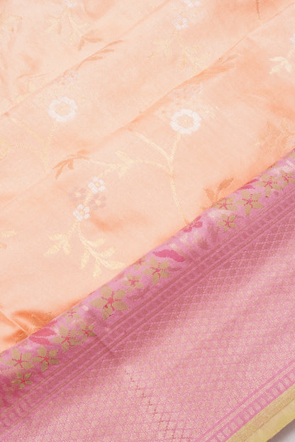 Banarasi Silk Jaal Pastel Orange Saree