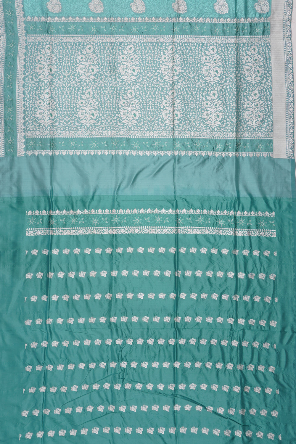 Banarasi Silk Tonchai And Butta Sea Green Saree