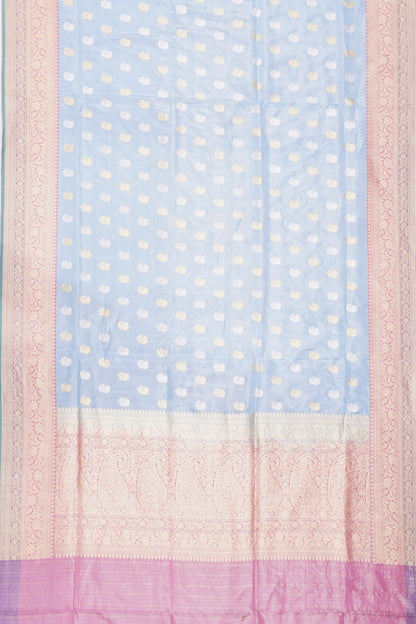 Banarasi Silk Tissue Butta Pastel Blue Saree