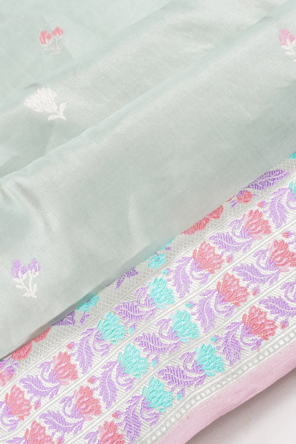 Banarasi Silk Butta Pastel Green Saree