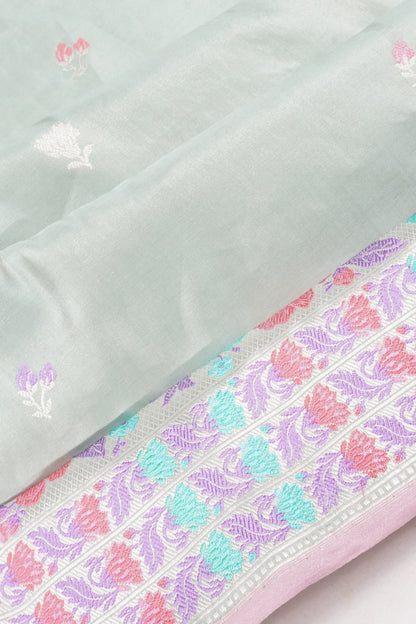 Banarasi Silk Butta Pastel Green Saree
