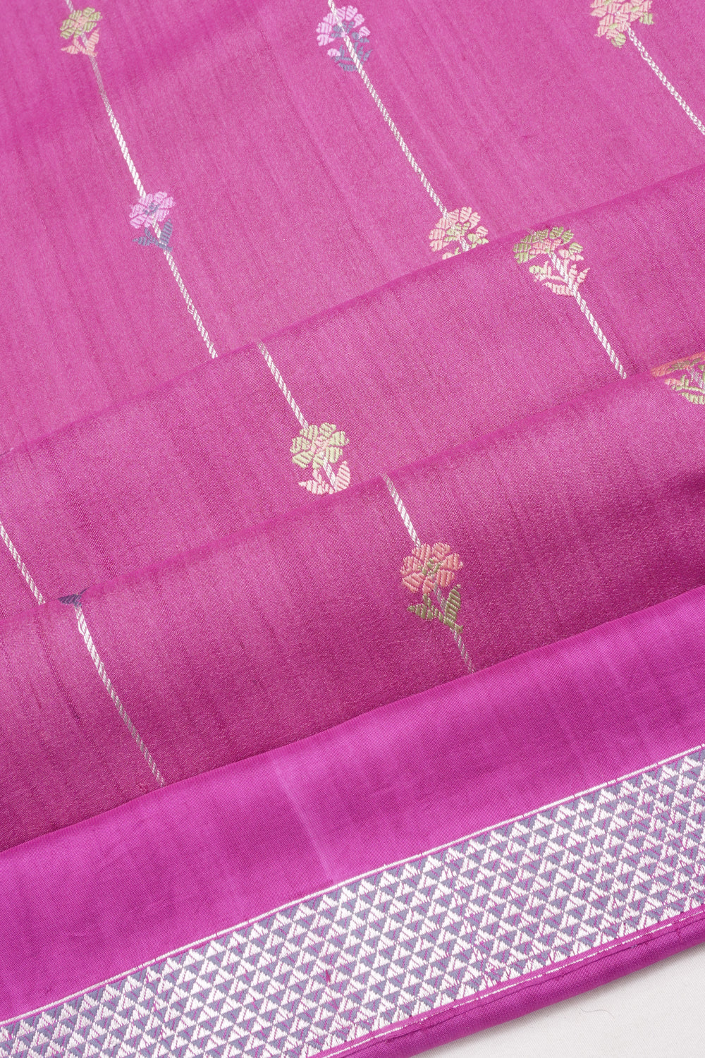 Banarasi Tussar Vertical Lines Purple Saree